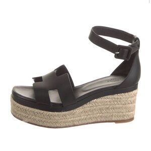 Hermes Elda Espadrille Wedge H logo Sandals size 38